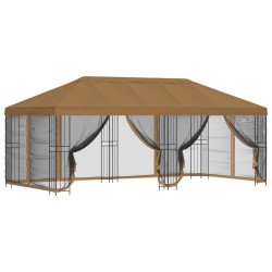 Gazebo avec murs latéraux 6 x 3 m Beige Polyester et Acier 190 642514642514