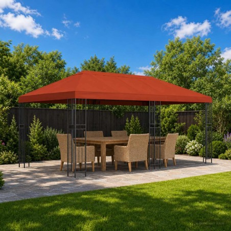 Gazebo avec murs latéraux 6 x 3 m Terre cuite 642515642515
