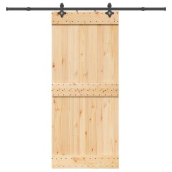 Porte coulissante NARVIK Naturel et noir 90 x 210 cm (213,5 cm) 642521642521