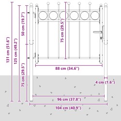 Porte de Clôture HORST 100 x 75 cm métal Noir Verrouillable 642523642523