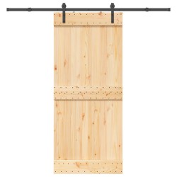 Porte coulissante NARVIK Naturel et noir 90 x 210 cm (213,5 cm) 642534642534