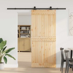 Porte coulissante NARVIK Naturel et noir 90 x 210 cm (213,5 cm) 642535642535