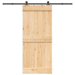 Porte coulissante NARVIK Naturel et noir 90 x 210 cm (213,5 cm) 642535642535