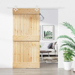 Porte coulissante Naturel et Blanc 90 x 210 cm 642536642536