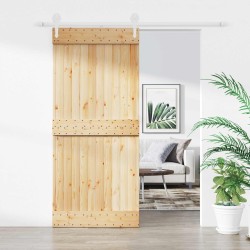 Porte coulissante Naturel et Blanc 90 x 210 cm 642537642537
