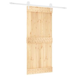 Porte coulissante Naturel et Blanc 90 x 210 cm 642537642537