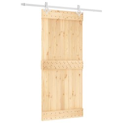 Porte coulissante Naturel et Blanc 90 x 210 cm 642538642538