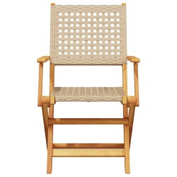 Chaises de jardin pliantes lot de 6 beige rotin et bois massif 642541642541
