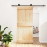 Porte coulissante Naturel et noir 90 x 210 cm 642542642542