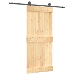 Porte coulissante Naturel et noir 90 x 210 cm 642542642542