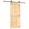 Porte coulissante Naturel et noir 90 x 210 cm 642542642542