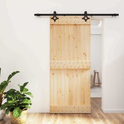 Porte coulissante Naturel et noir 90 x 210 cm 642543642543
