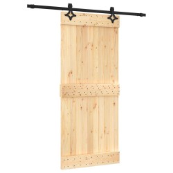 Porte coulissante Naturel et noir 90 x 210 cm 642543642543