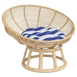 Coussin rond rayure bleue/blanche Ø 60 x11 cm tissu oxford 642546642546