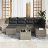 Ensemble de canapé de jardin 7 pcs Gris clair polyrotin 642547642547