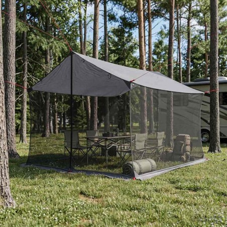 Tarp de camping avec murs en maille Gris et orange 642548642548