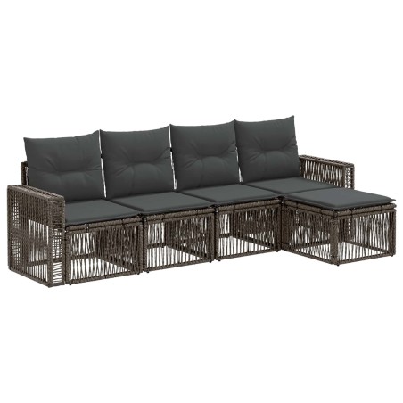 Ensemble de canapé de jardin 5 pcs Gris et Gris foncé polyrotin 642549642549