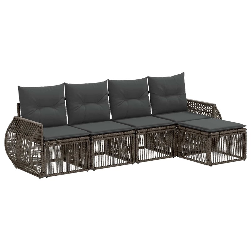 Ensemble de canapé de jardin 5 pcs Gris et Gris foncé polyrotin 642550642550