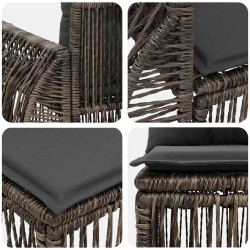Ensemble de canapé de jardin 5 pcs Gris et Gris foncé polyrotin 642550642550