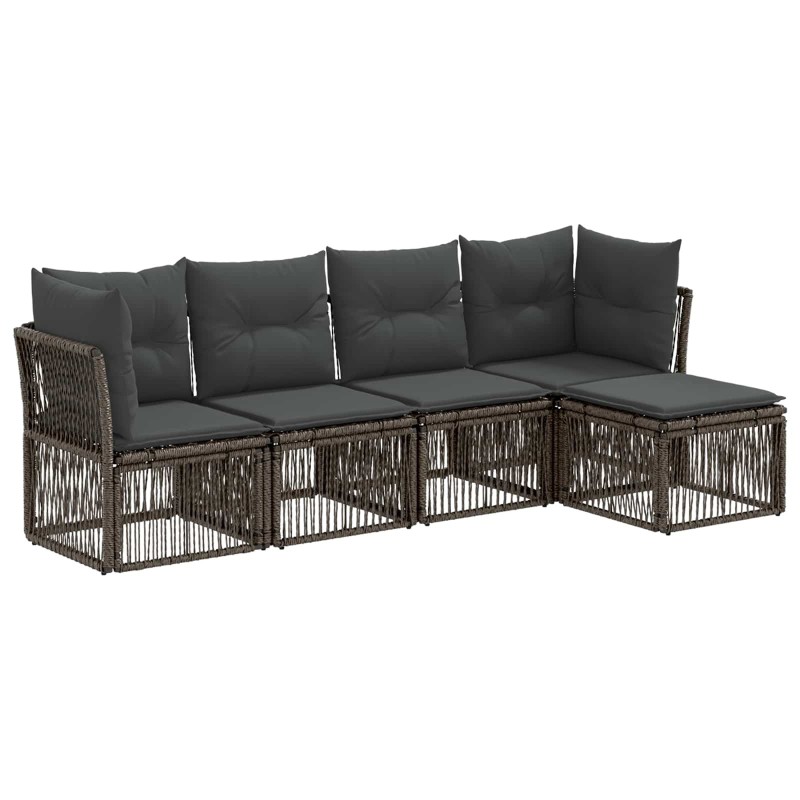 Ensemble de canapé de jardin 5 pcs Gris polyrotin 642551642551