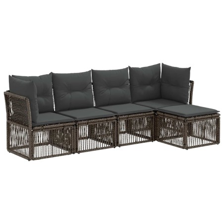 Ensemble de canapé de jardin 5 pcs Gris polyrotin 642551642551