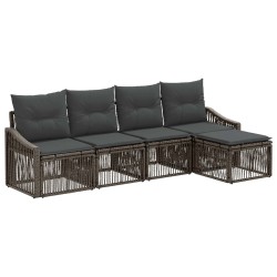 Ensemble de canapé de jardin 5 pcs Gris polyrotin 642552642552
