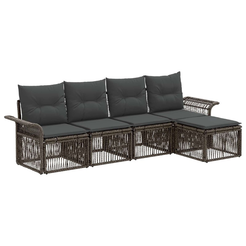 Ensemble de canapé de jardin 5 pcs Gris polyrotin 642559642559