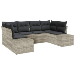 Ensemble de canapé de jardin 6 pcs Gris clair polyrotin 642563642563