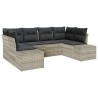 Ensemble de canapé de jardin 6 pcs Gris clair polyrotin 642563642563