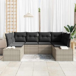 Ensemble de canapé de jardin 6 pcs Gris clair polyrotin 642563642563