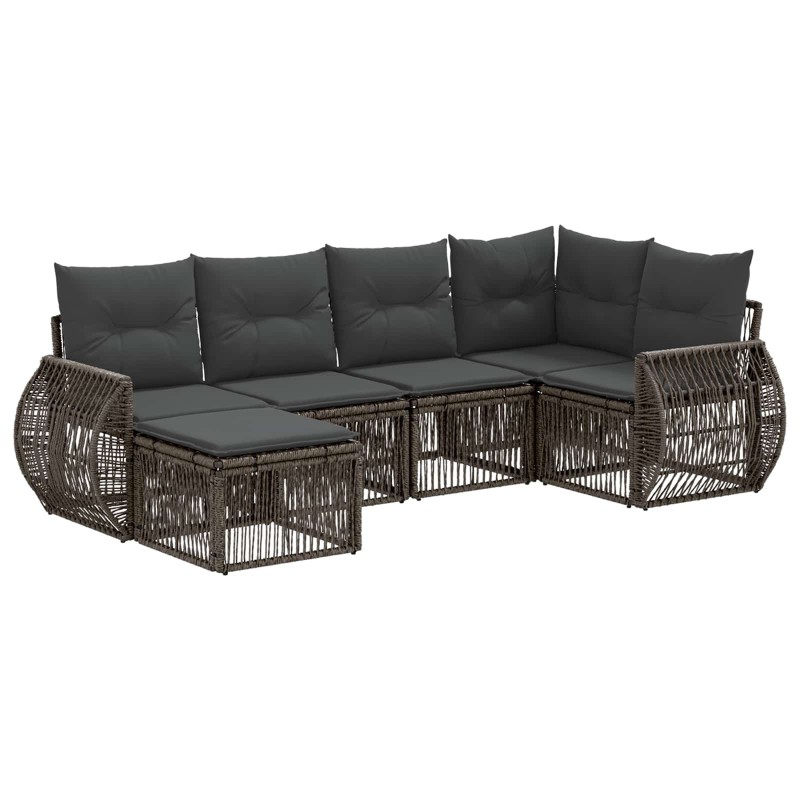 Ensemble de canapé de jardin 6 pcs Gris et Gris foncé polyrotin 642566642566