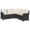 Ensemble de canapé de jardin 6 pcs avec coussins en forme de L noir résine tressée 642568642568