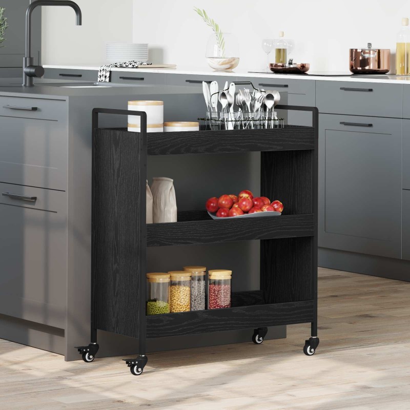 Chariot de cuisine Chêne noir 70 x 30 x 82 cm Bois d'ingénierie 642570642570