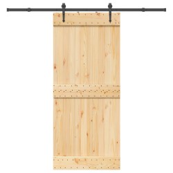Porte coulissante NARVIK Naturel et noir 90 x 210 cm (213,5 cm) 642574642574