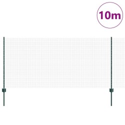 Clôture en fil soudé avec poteaux 10 x 1 m Acier galvanisé Vert 642578642578
