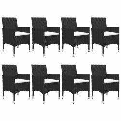 Ensemble à Manger de jardin 9 pcs Résine tressée et verre Noir 642580642580