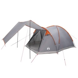 Tente Cabane Gris et orange 4 personnes Polyester et Acier 642584642584