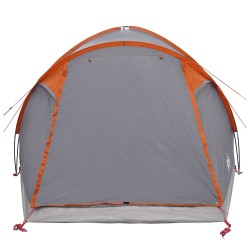 Tente Cabane Gris et orange 4 personnes Polyester et Acier 642584642584