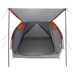 Tente Cabane Gris et orange 4 personnes Polyester et Acier 642584642584
