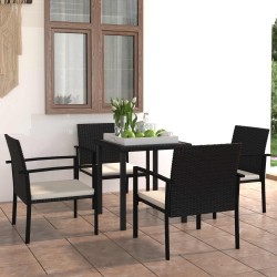 Ensemble de salle à manger pour jardin 5 pcs Noir polyrotin 642620642620