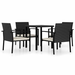 Ensemble de salle à manger pour jardin 5 pcs Noir polyrotin 642620642620