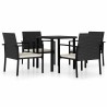 Ensemble de salle à manger pour jardin 5 pcs Noir polyrotin 642620642620