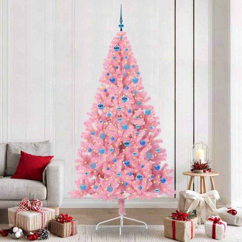 Sapin de Noël artificiel pré-éclairé Rose 240 cm PVC 642621642621