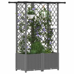 Lit Élevé avec Treillis et Toit Gris clair 124 x 40 x 136 cm PP 642625642625