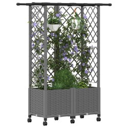 Lit Élevé avec Treillis et Toit Gris clair 124 x 40 x 142 cm PP 642626642626