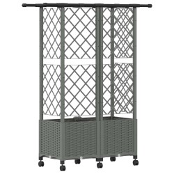Lit Élevé avec Treillis et Toit Gris clair 124 x 40 x 142 cm PP 642626642626