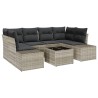 Ensemble de canapé de jardin 7 pcs Gris clair polyrotin 642628642628