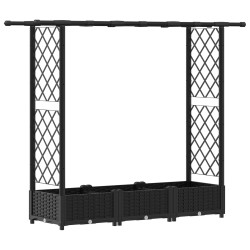 Lit Élevé avec Treillis et Toit Noir 164 x 40 x 121 cm PP 642629642629