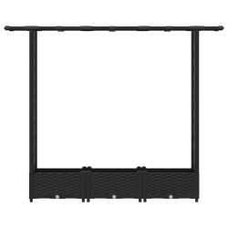Lit Élevé avec Treillis et Toit Noir 164 x 40 x 121 cm PP 642629642629