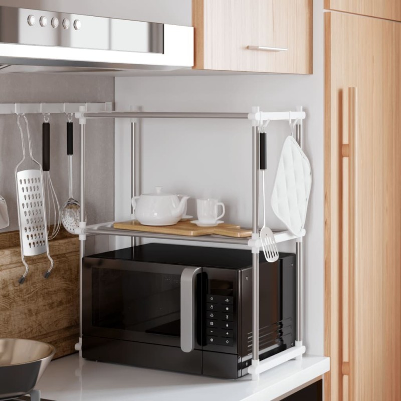 Étagère pour micro-ondes blanc 51x27x63 cm aluminium 642632642632